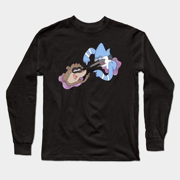 Regular Show - Mordecai and Rigby Long Sleeve T-Shirt by surfinggiraffecomics